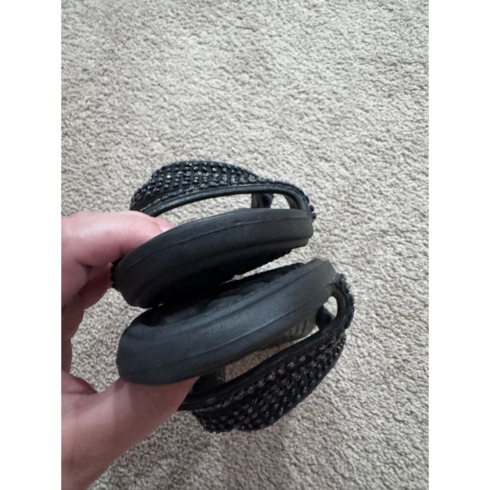 Crocs Patricia Diamante Black Studded Slip On Sandals Womens Size 8 Triple Strap - Picture 6 of 12